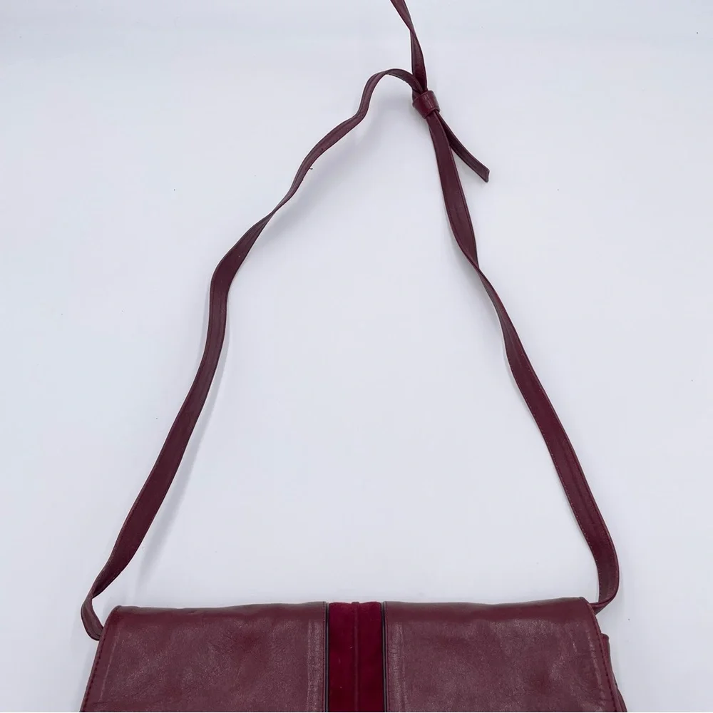 Vintage 60s 70s Stanley Blacker Designer Shoulder Bag Purse Burgundy Red Leather